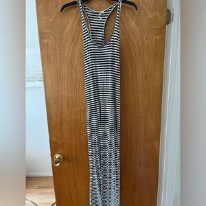 Maxi black and white striped racer back dress